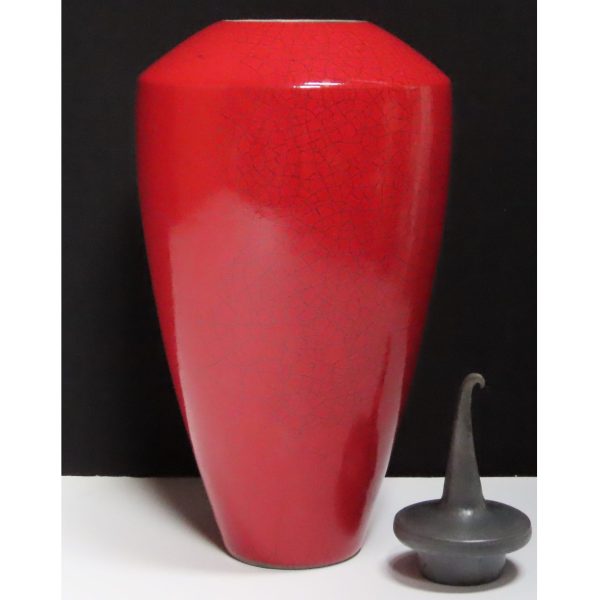- TIM ANDREWS - Enji Collection Lidded, Red Glazed Curling Piece (TA101) SOLD - Image 4