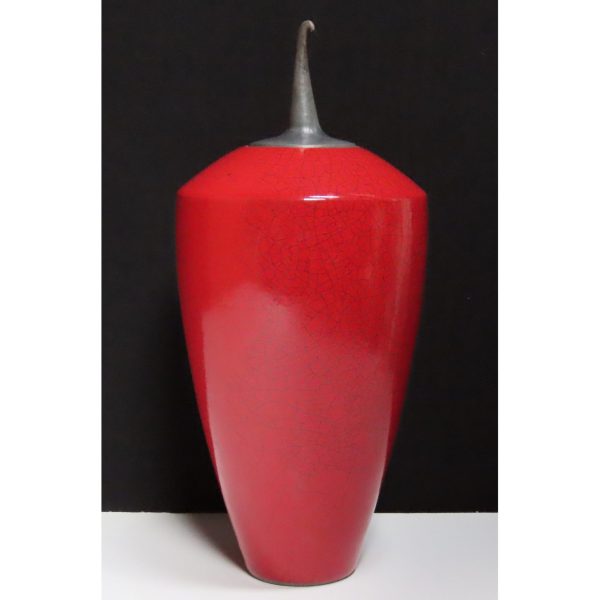 - TIM ANDREWS - Enji Collection Lidded, Red Glazed Curling Piece (TA101) SOLD