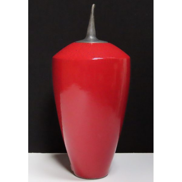 - TIM ANDREWS - Enji Collection Lidded, Red Glazed Curling Piece (TA101) SOLD - Image 3